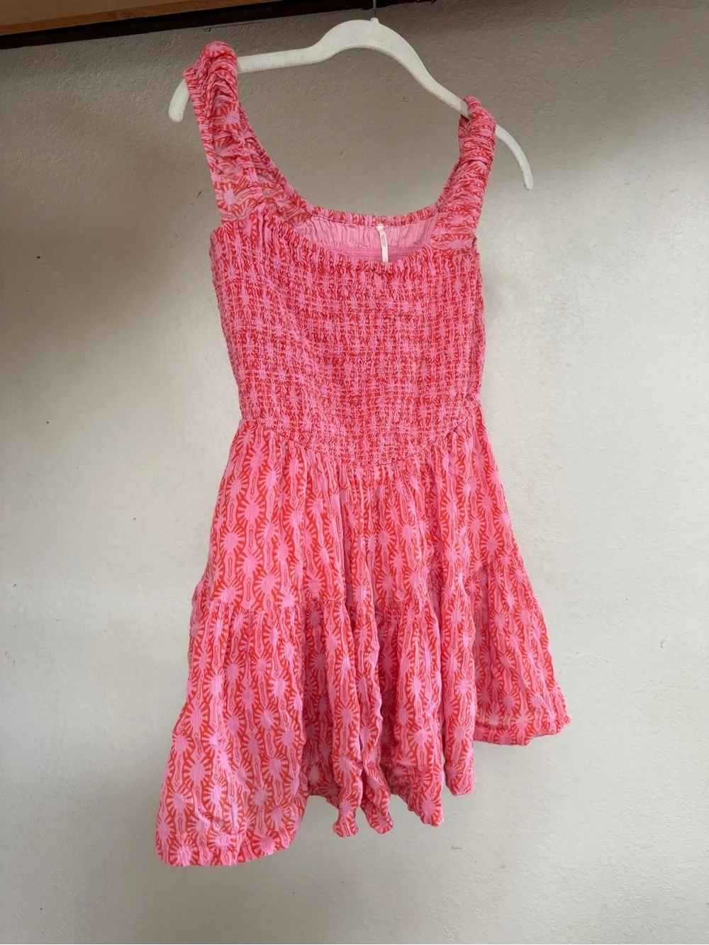 Free People Sweet Annie Smocked Square-Neck Mini Dress